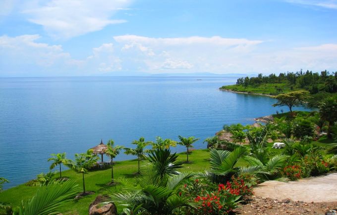 Lake Kivu-One of the African Great Lakes. It lies on the border between the Democratic Republic of the Congo and Rwanda. Lake Kivu empties into the Ruzizi River, which flows southwards into Lake Tanganyika in Burundi.
